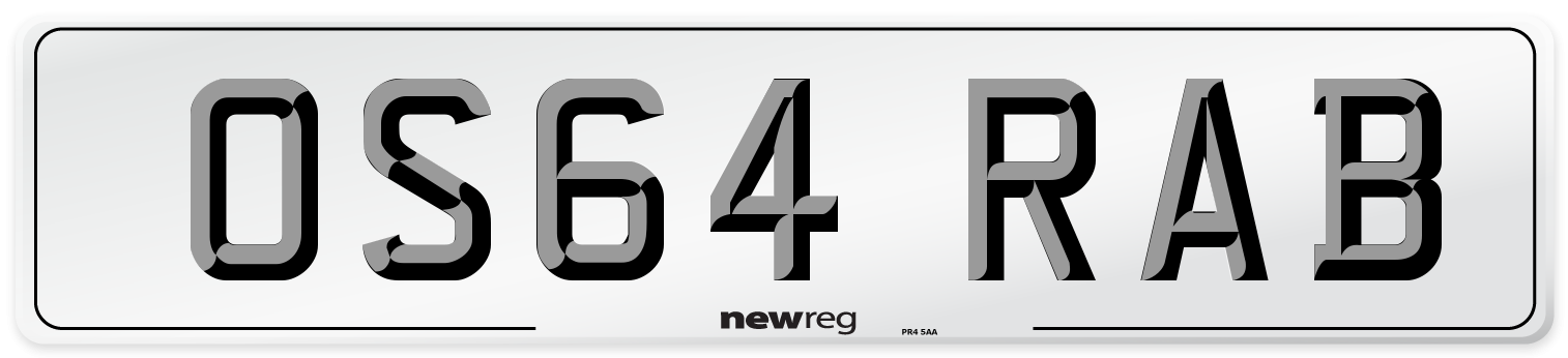 OS64 RAB Number Plate from New Reg
